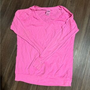 Pink Long Sleeve V-Neck Top